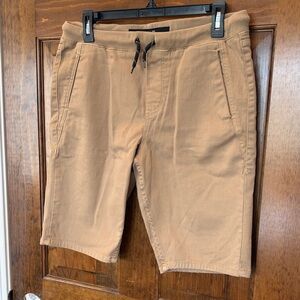Casual Drawstring Twill Shorts - Tan